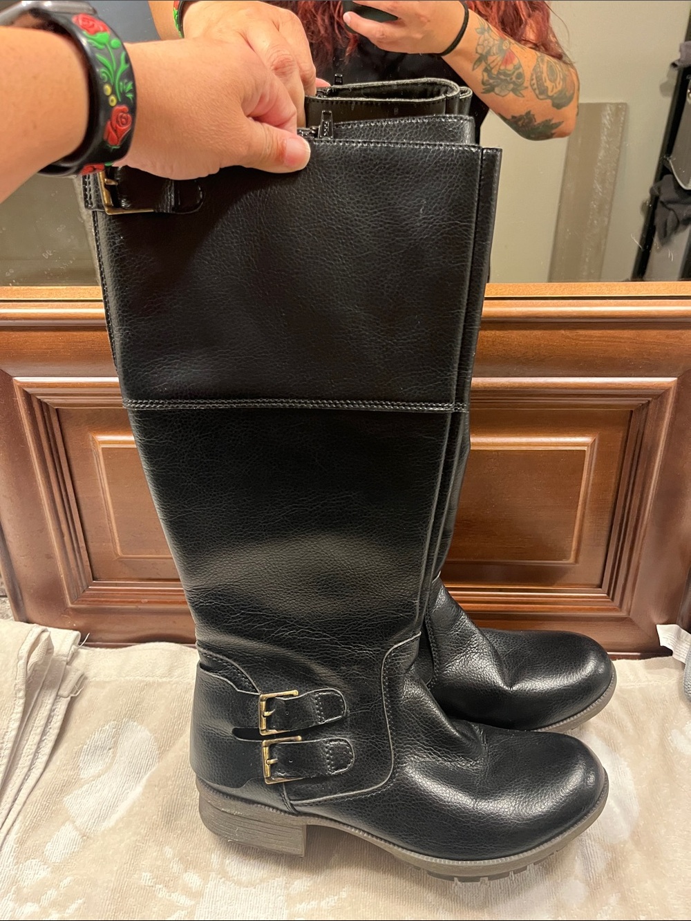Clark’s Black Leather Knee-High Riding Boots